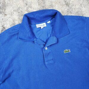 Lacoste Polo Shirt Mens Medium 4 Blue Pique Cotton Croc Logo Short Sleeve